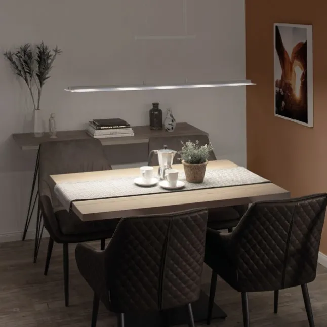 LED-Pendelleuchte, stahlfarben, höhenverstellbar, CCT-Steuerung, dimmbar