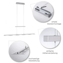 LED-Pendelleuchte, stahlfarben, höhenverstellbar, CCT-Steuerung, dimmbar
