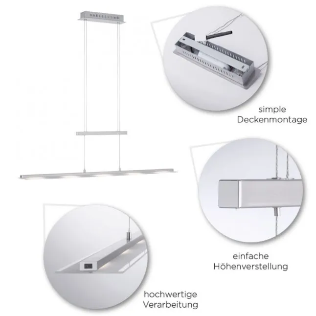 LED-Pendelleuchte, stahlfarben, höhenverstellbar, CCT-Steuerung, dimmbar