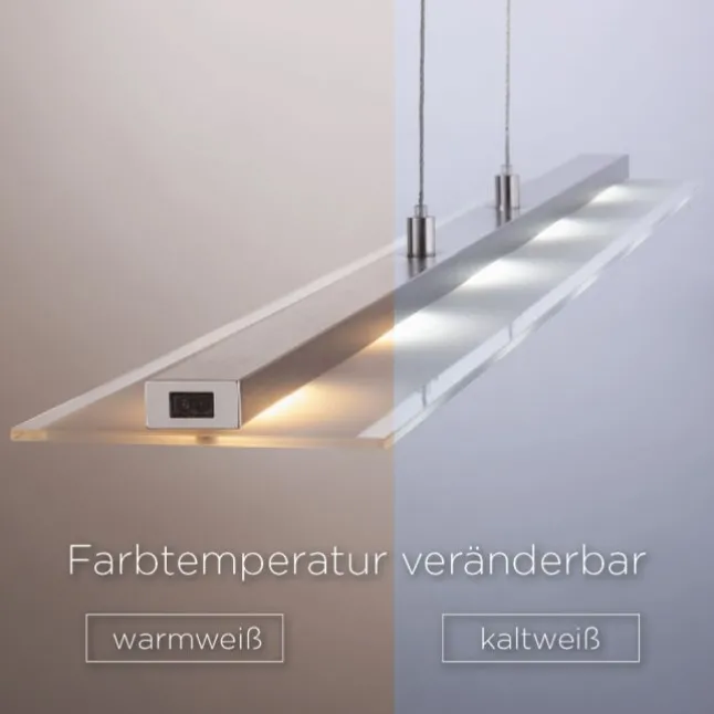 LED-Pendelleuchte, stahlfarben, höhenverstellbar, CCT-Steuerung, dimmbar