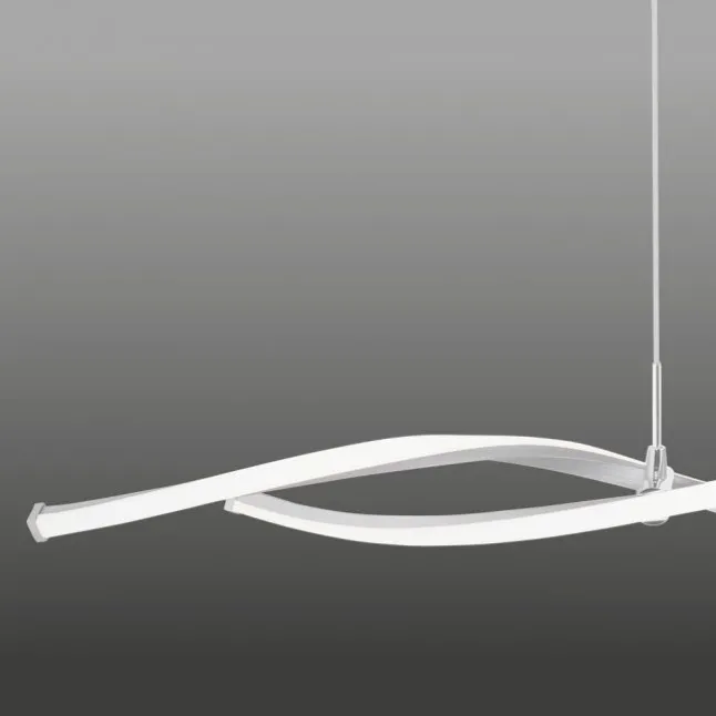 LED Pendelleuchte, stahlfarben, Wellen-Form, inkl. Dimmfunktion, modern