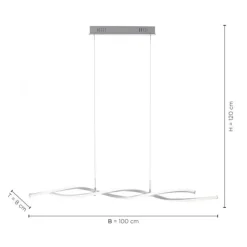 LED Pendelleuchte, stahlfarben, Wellen-Form, inkl. Dimmfunktion, modern