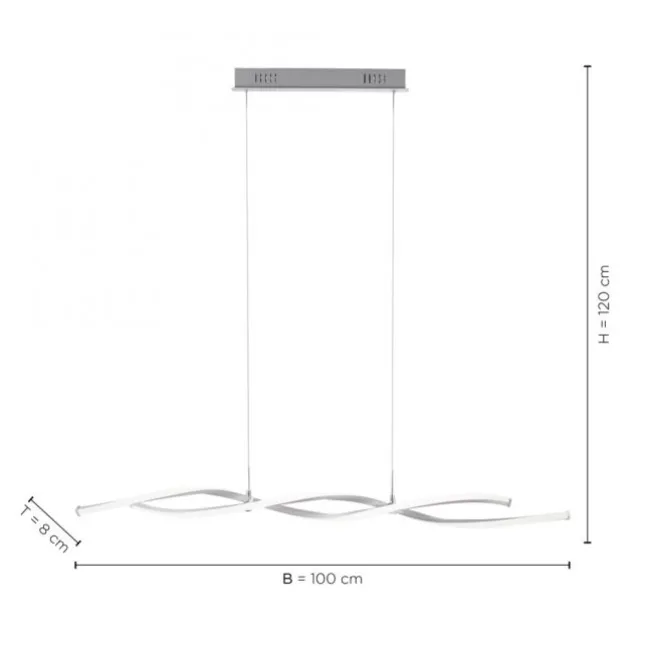LED Pendelleuchte, stahlfarben, Wellen-Form, inkl. Dimmfunktion, modern