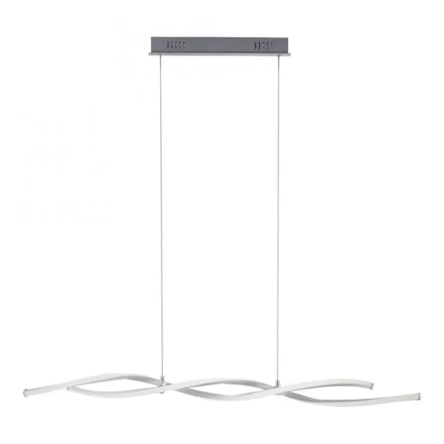 LED Pendelleuchte, stahlfarben, Wellen-Form, inkl. Dimmfunktion, modern