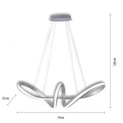 LED-Pendelleuchte, stahlfarben, geschwungenen Leuchtstäben, dimmbar, Memory Funktion