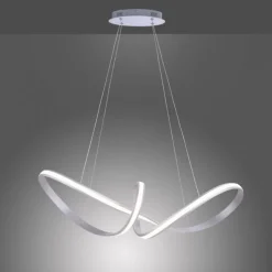 LED-Pendelleuchte, stahlfarben, geschwungenen Leuchtstäben, dimmbar, Memory Funktion