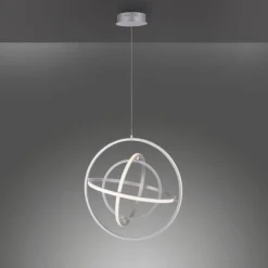 LED Pendelleuchte, stahlfarben, modernes Design, Stufendimmung, warmweiß