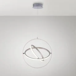 LED Pendelleuchte, stahlfarben, modernes Design, Stufendimmung, warmweiß