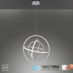 LED Pendelleuchte, stahlfarben, modernes Design, Stufendimmung, warmweiß