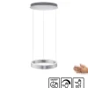 LED-Pendelleuchte, stahlfarben, kreisförmiger Leuchtkörper, dimmbar, modern