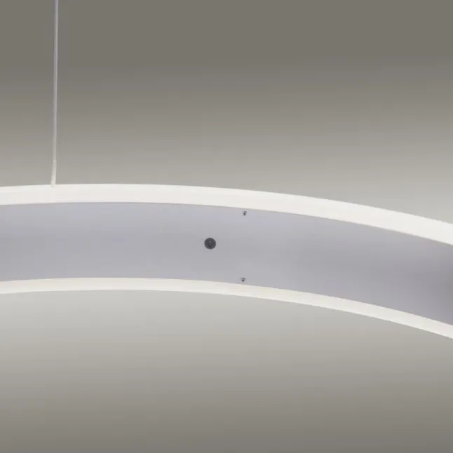LED-Pendelleuchte, stahlfarben, kreisförmiger Leuchtkörper, dimmbar, modern