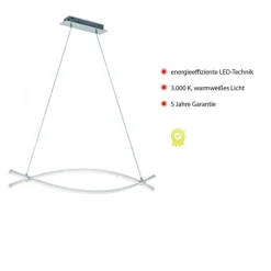 LED-Pendelleuchte, stahl, 2 geschwungene Leuchtarme, warmweiß, modern