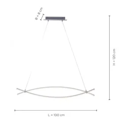 LED-Pendelleuchte, stahl, 2 geschwungene Leuchtarme, warmweiß, modern