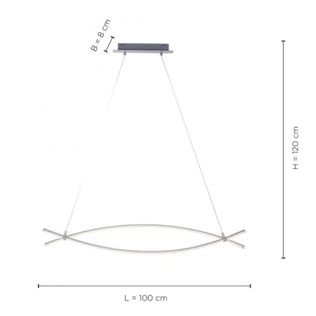 LED-Pendelleuchte, stahl, 2 geschwungene Leuchtarme, warmweiß, modern