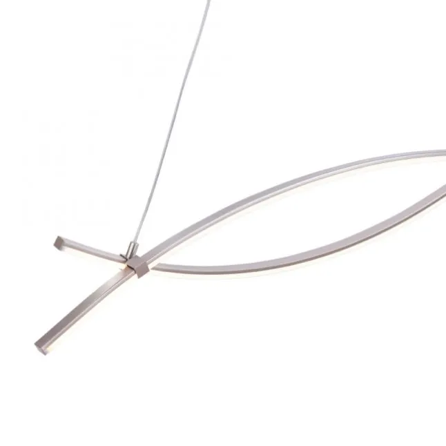 LED-Pendelleuchte, stahl, 2 geschwungene Leuchtarme, warmweiß, modern