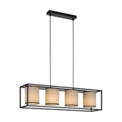 LED Pendelleuchte Stoffschirme 4 flammig schwarz schlichtes Design