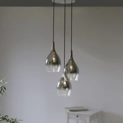 LED Pendelleuchte tropfenförmig verchromt edles Design 3 flammig Esszimmer