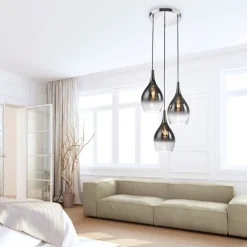 LED Pendelleuchte tropfenförmig verchromt edles Design 3 flammig Esszimmer