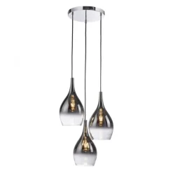 LED Pendelleuchte tropfenförmig verchromt edles Design 3 flammig Esszimmer