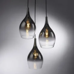 LED Pendelleuchte tropfenförmig verchromt edles Design 3 flammig Esszimmer