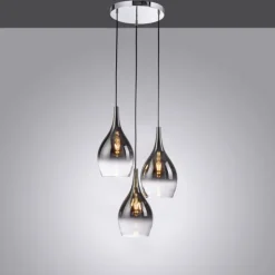 LED Pendelleuchte tropfenförmig verchromt edles Design 3 flammig Esszimmer