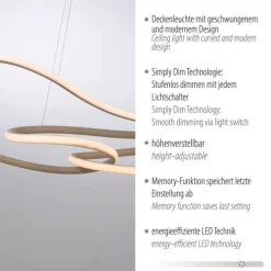 LED Pendelleuchte TWIST, sand, mit vorhandenem Schalter dimmbar, höhenverstellbar