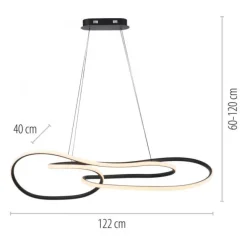 LED Pendelleuchte TWIST, schwarz, höhenverstellbar, dimmbar, Memoryfunktion