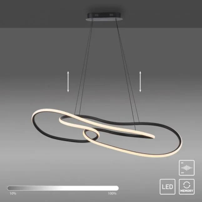LED Pendelleuchte TWIST, schwarz, höhenverstellbar, dimmbar, Memoryfunktion