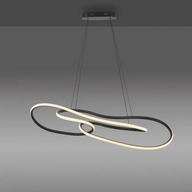 LED Pendelleuchte TWIST, schwarz, höhenverstellbar, dimmbar, Memoryfunktion