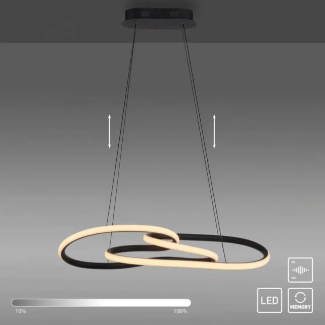 LED Pendelleuchte TWIST, schwarz, höhenverstellbar, Memoryfunktion