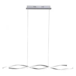 LED Pendelleuchte, wellenförmig, stahlfarben, warmweiß, kürzbar
