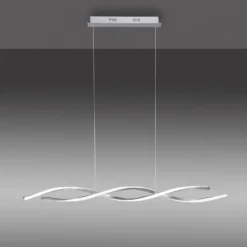 LED Pendelleuchte, wellenförmig, stahlfarben, warmweiß, kürzbar