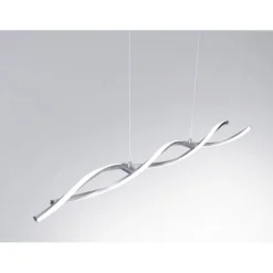 LED Pendelleuchte, wellenförmig, stahlfarben, warmweiß, kürzbar
