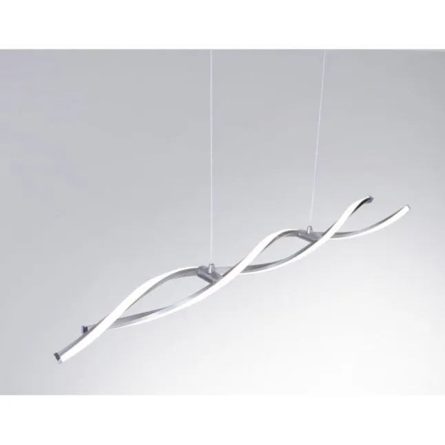 LED Pendelleuchte, wellenförmig, stahlfarben, warmweiß, kürzbar