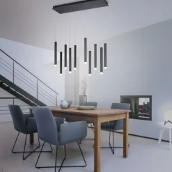LED-Pendelleuchte, Wohnzimmer, schwarz, Innenleuchte, 10-flammig