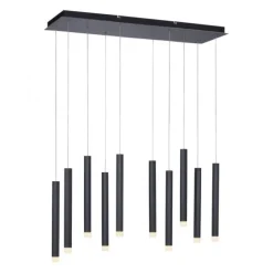 LED-Pendelleuchte, Wohnzimmer, schwarz, Innenleuchte, 10-flammig