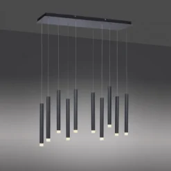 LED-Pendelleuchte, Wohnzimmer, schwarz, Innenleuchte, 10-flammig