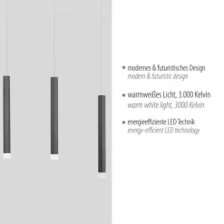 LED-Pendelleuchte, Wohnzimmer, schwarz, Innenleuchte, 5-flammig
