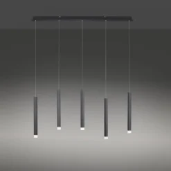 LED-Pendelleuchte, Wohnzimmer, schwarz, Innenleuchte, 5-flammig