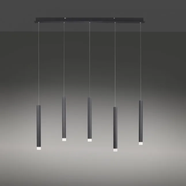 LED-Pendelleuchte, Wohnzimmer, schwarz, Innenleuchte, 5-flammig