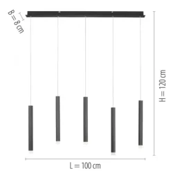 LED-Pendelleuchte, Wohnzimmer, schwarz, Innenleuchte, 5-flammig