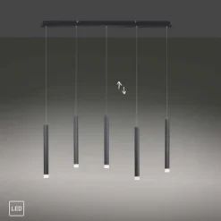 LED-Pendelleuchte, Wohnzimmer, schwarz, Innenleuchte, 5-flammig