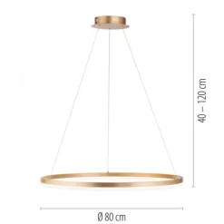 LED Pendelleuchte 80x80 messing farbig rund dimmbar Memoryfunktion modern