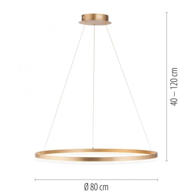 LED Pendelleuchte 80x80 messing farbig rund dimmbar Memoryfunktion modern