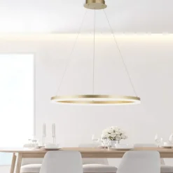 LED Pendelleuchte 80x80 messing farbig rund dimmbar Memoryfunktion modern