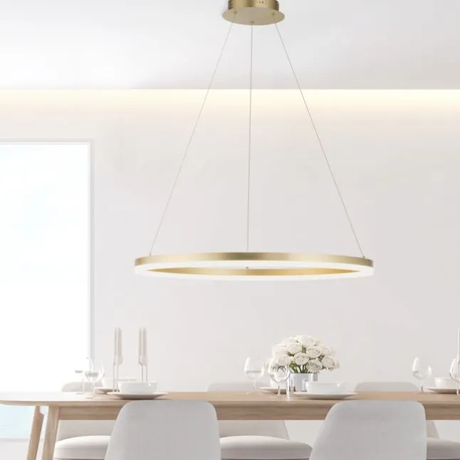 LED Pendelleuchte 80x80 messing farbig rund dimmbar Memoryfunktion modern