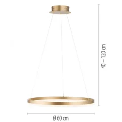 LED Pendelleuchte 60x60 messing farbig rund dimmbar Memoryfunktion modern