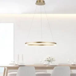 LED Pendelleuchte 60x60 messing farbig rund dimmbar Memoryfunktion modern