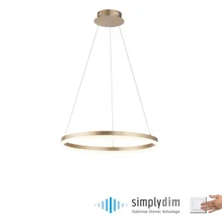 LED Pendelleuchte 60x60 messing farbig rund dimmbar Memoryfunktion modern