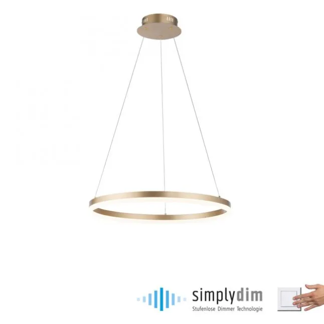 LED Pendelleuchte 60x60 messing farbig rund dimmbar Memoryfunktion modern